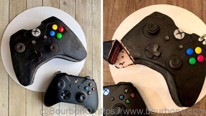 Game controller birthday cake for “Slightly obsessed” video gamers 