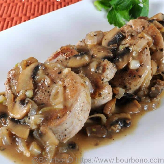 Roasted pork tenderloin and mushroom sauce make a perfect combination