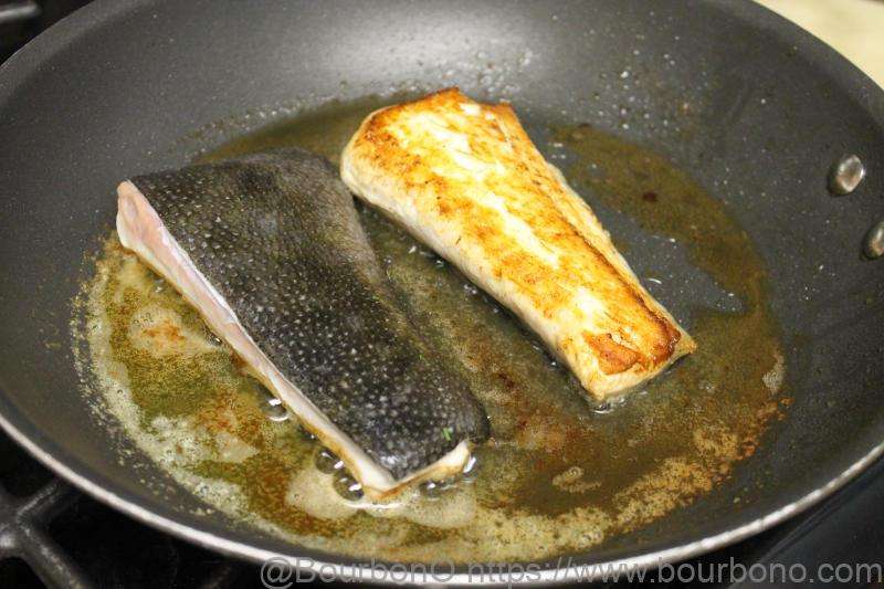 Once the halibut internal temp reaches 125°F – 135°F, pull them out of the oven